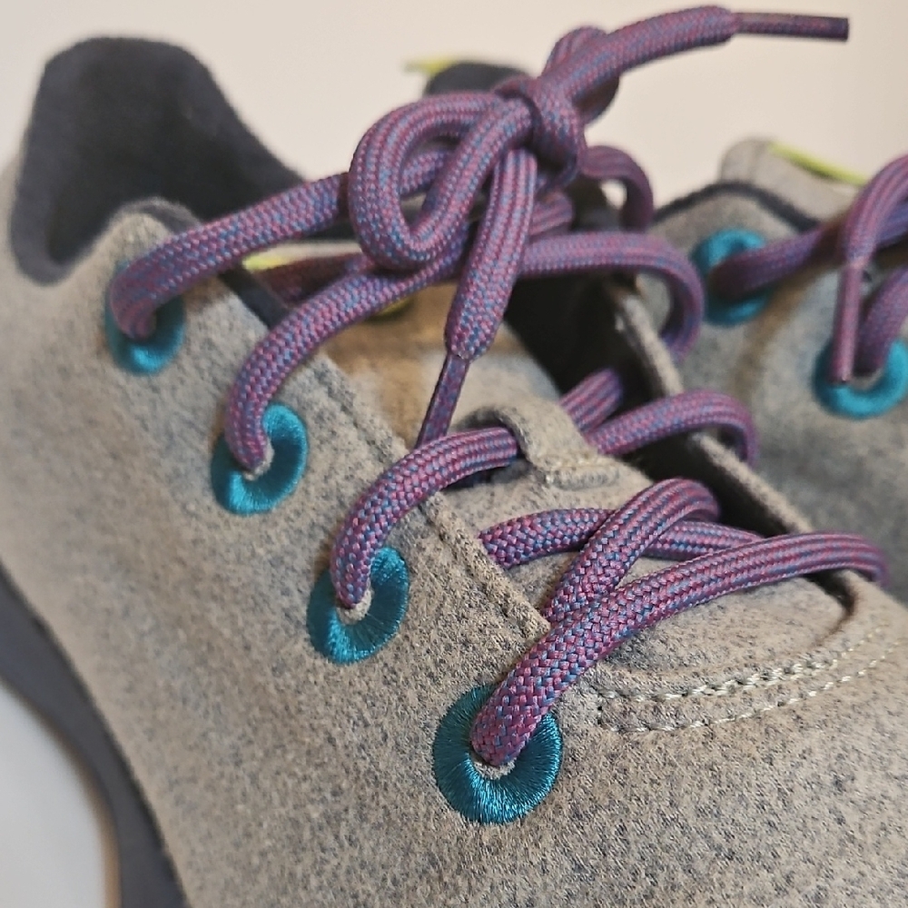Allbirds Gray Sneakers Purple Laces & Blue Details 14 Mens Merino Wool EUC - Picture 6 of 7